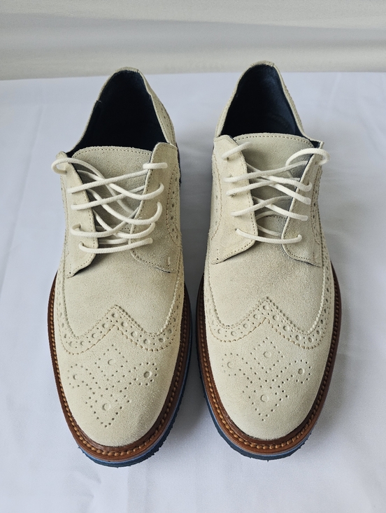 Johnston & Murphy Light Beige Suede Wingtip Derbys main image 8